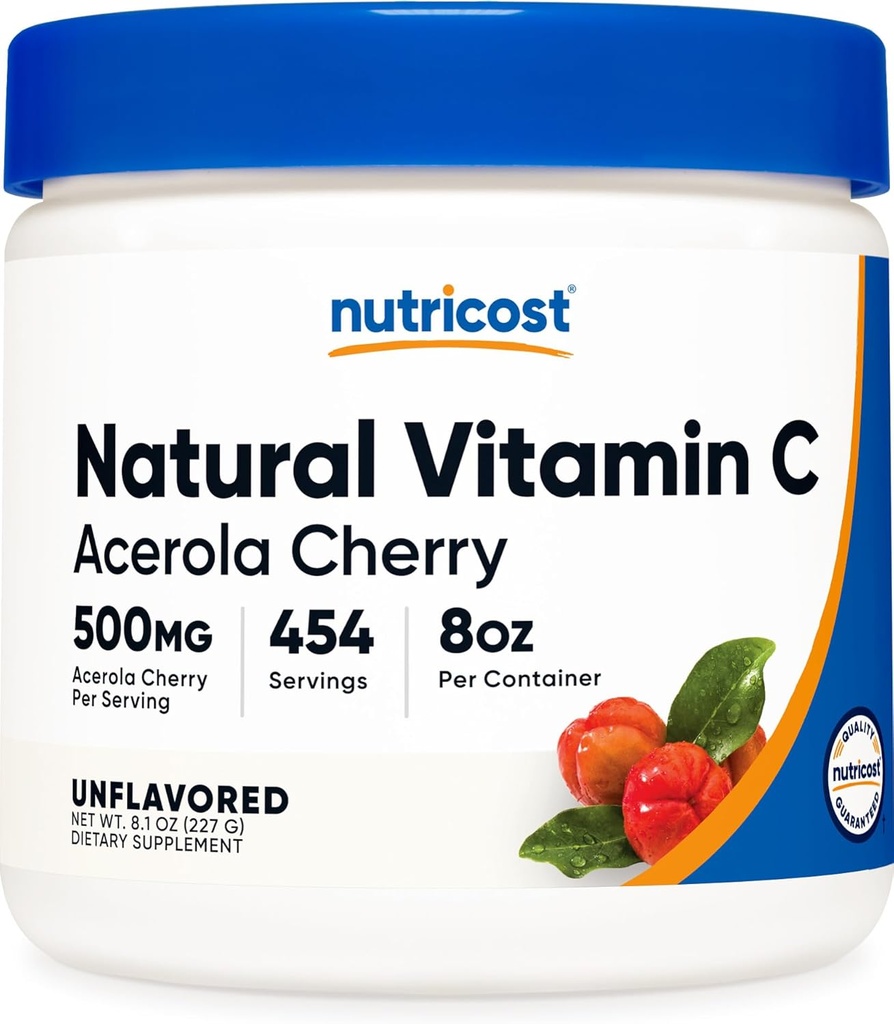 Nutricost Φυσική Βιταμίνη C - Acerola Cherry Powder 0.5 LB - Χωρίς γλουτένη & μη ΓΤΟ