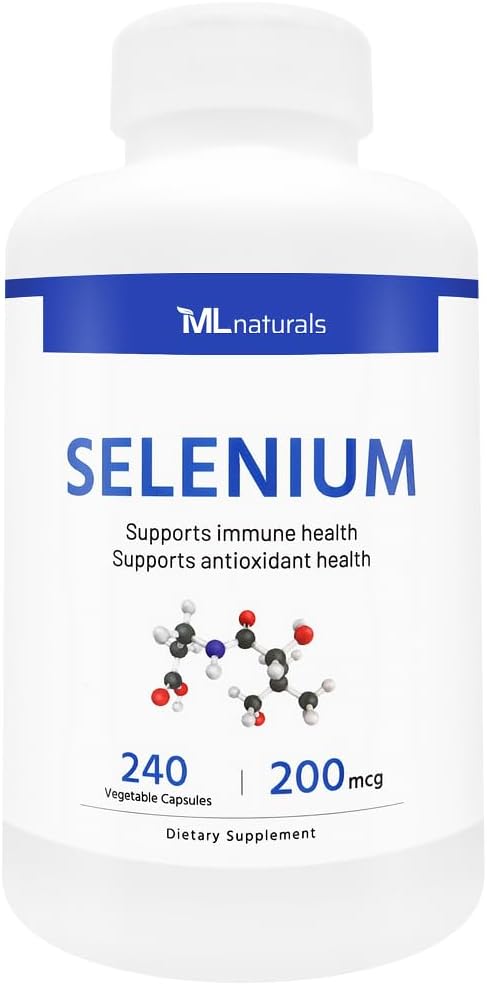 ML Naturals Σελήνιο 200mcg 240 Καψάκια λαχανικών. Υποστηρίζει την Ανοσοποιητική Υγεία, NSF-Certified & cGMP- Compliant