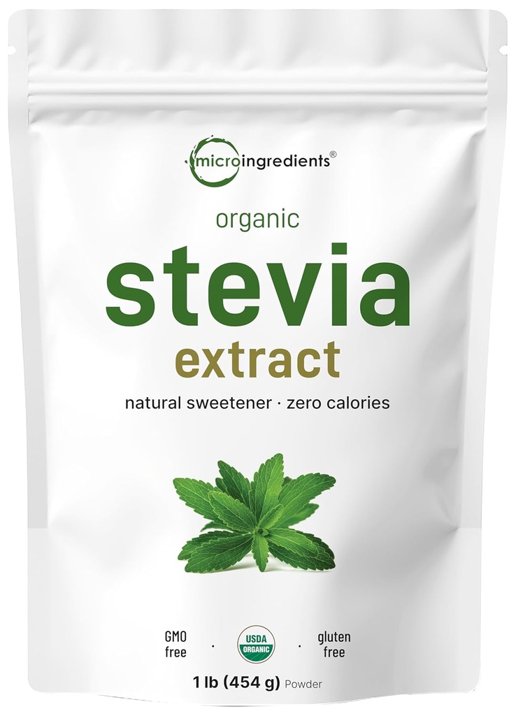 Pure Organic Stevia Powder, 1 λίρα (2.837 μερίδες), Highest Grade Stevia Green Leaf Extract Reb-A 