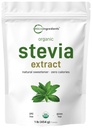 Pure Organic Stevia Powder, 1 λίρα (2.837 μερίδες), Highest Grade Stevia Green Leaf Extract Reb-A 