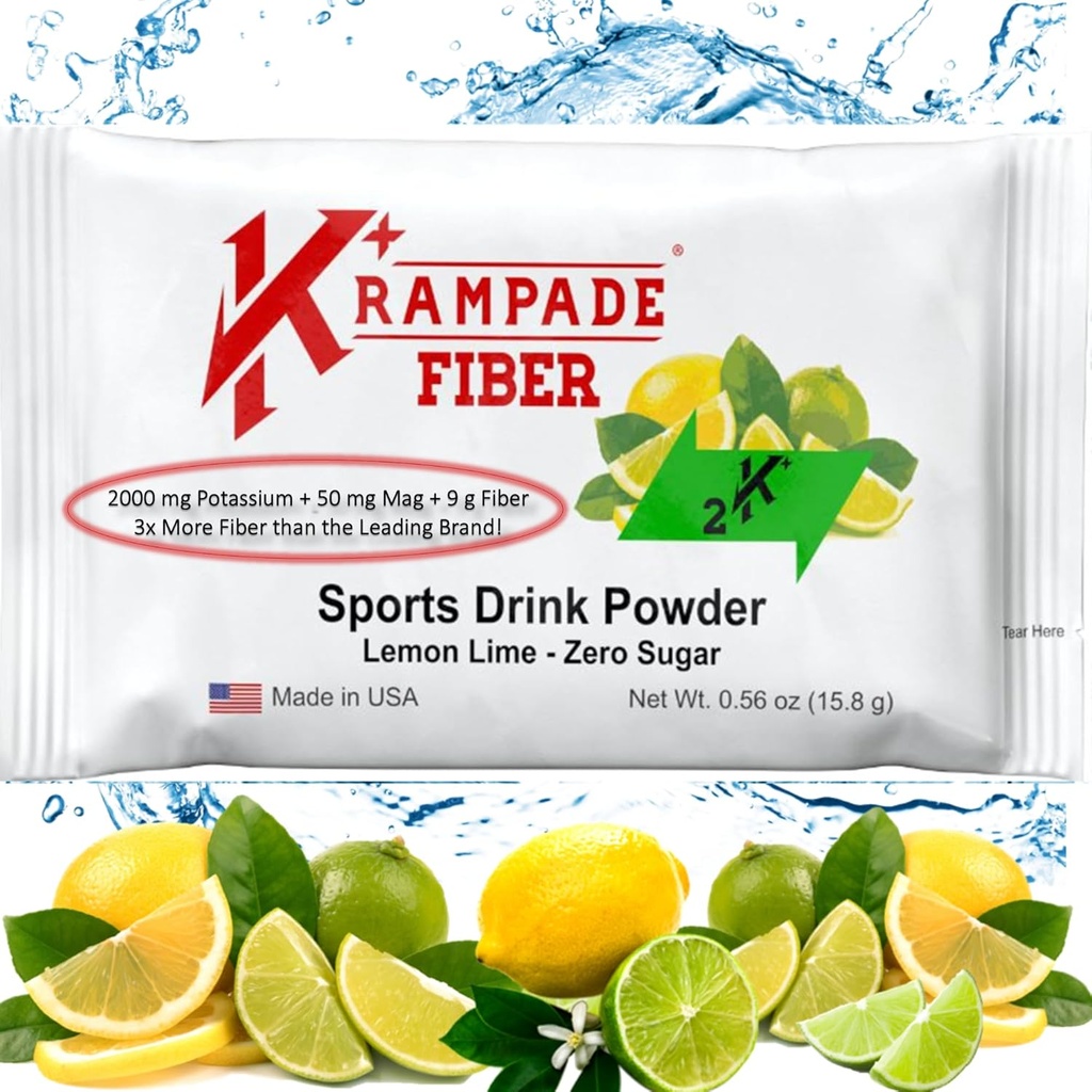 Krampade Fiber συμπλήρωμα ηλεκτρολύτες σκόνη - 9g Prebiotic Fiber + 2000mg συμπλήρωμα καλίου + μαγνήσιο 