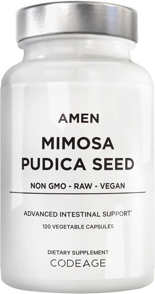 Amen Organic Mimosa Pudica Σπόροι κάψουλες, 2 Μήνες προσφοράς, Vegan Mimosa Pudica Συμπληρώματα φυτών σπόρων Pudica - Mimosine Sensitive Plants - Fat Soluble Dietary Supplement - Non-GMO & Vegan - 120 Κάψουλες