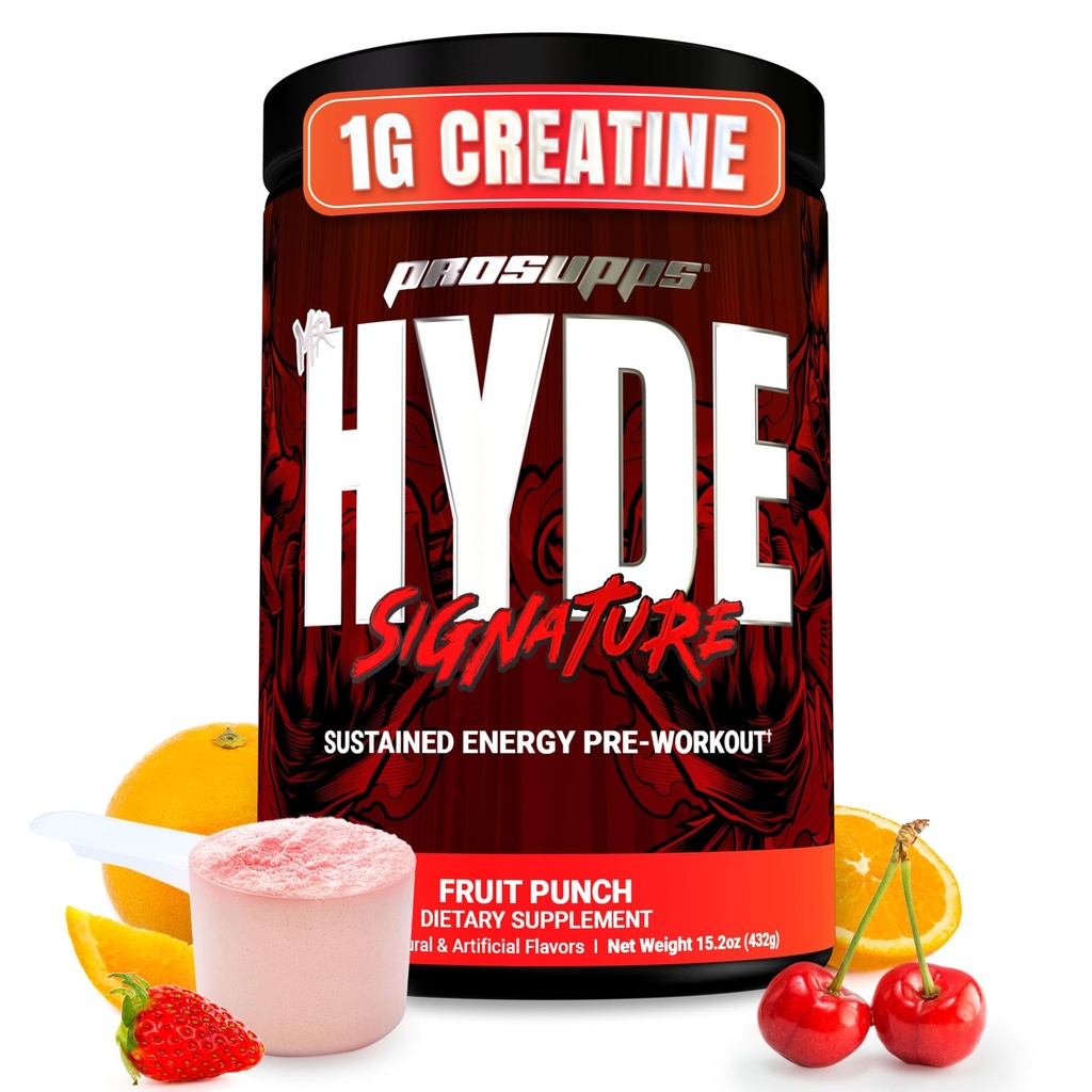 PROSUPPS Mr. Hyde Signature Pre Workout Powder with Creatine, Beta Alanine & Caffeine - Απόδοση, Ενέργεια & Αντοχή - Καθαρή Καταλληλότητα & Γυμναστήριο Συμπληρώματα για Άνδρες & Γυναίκες (Fruit Punch, 60 Services)
