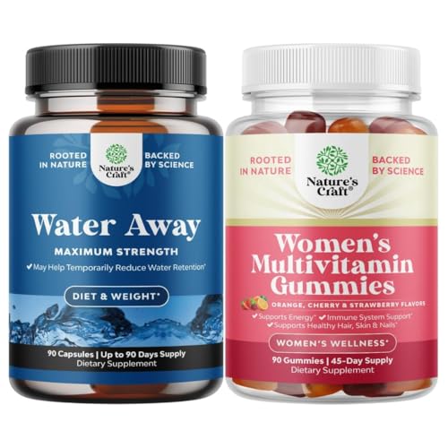 Pundle of Water Away Pills - Συμπλήρωμα Διατήρησης Υγρού με εκχύλισμα Dandelion Leaf για Αναπλήρωση - Κάψουλες για Οίδημα Πόδι & Πόδια και Πολυβιταμίνες Γυναικών για Ενήλικες Ενέργεια & Ανοσία