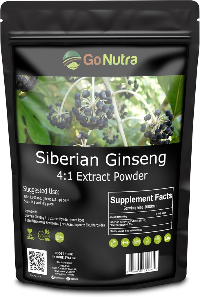 Go Nutra Siberian Ginseng - Eleuthero Root Powder 