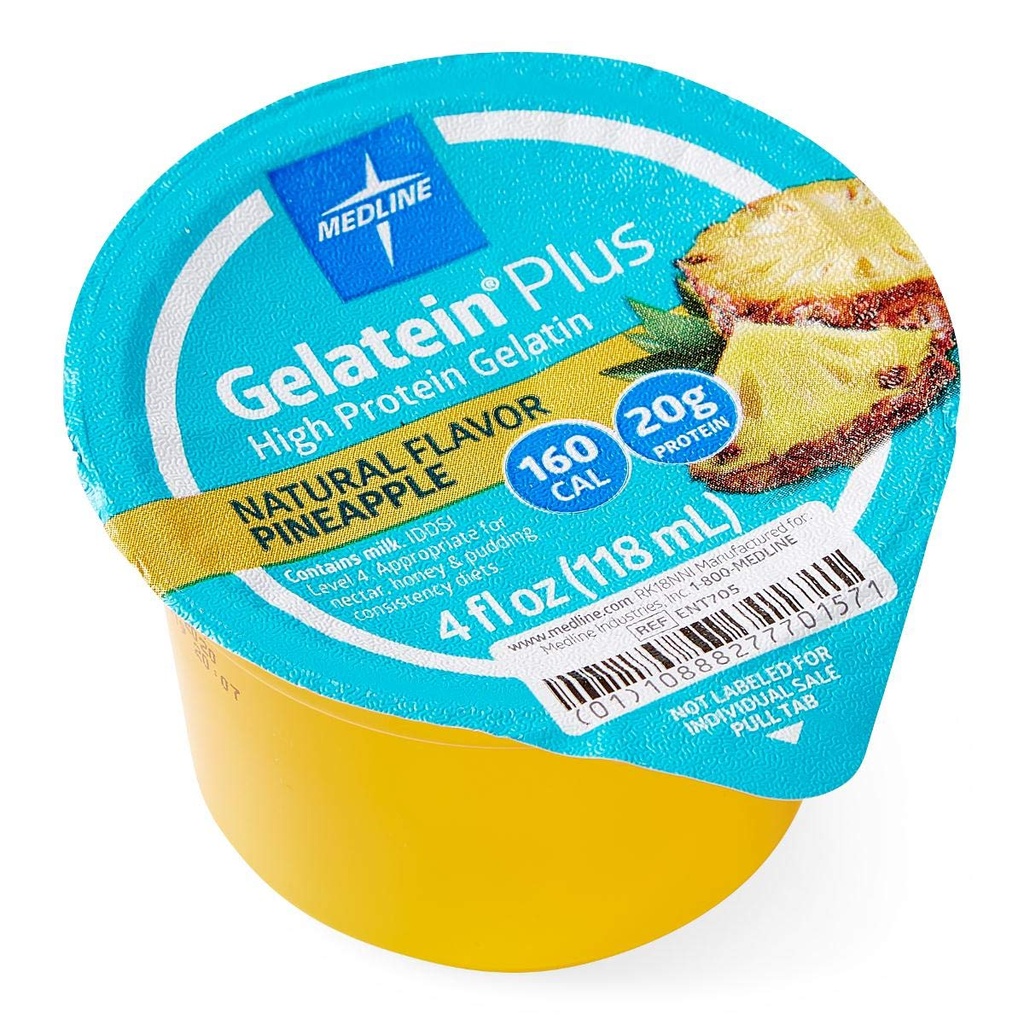 Medline Active Gelatein Plus συμπλήρωμα, εύκολο να σερβίρετε, πρωτεΐνες και θερμίδες Ενισχυμένη, ανανάς Γεύση, 4 ουγγιές. Κύπελλο (Υπόθεση 36)