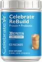 Celebrate Vitamins Rebuild Protein Powder with Probiotics & Prebiotics - 20g Whey Isolate Protein, High Fiber, for Post Bariatric Surgery Patients - Iced Macchiato (15 Servings)