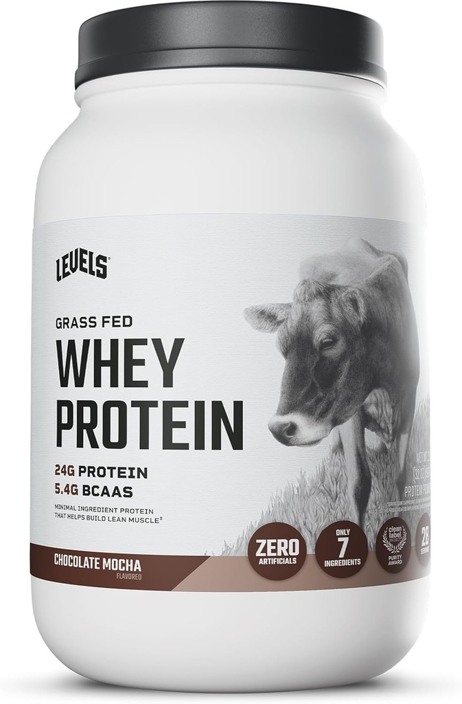 Επίπεδα Grass Fed Whey πρωτεΐνη σκόνη, καμία τεχνητή ουσία, 24G πρωτεΐνης, σοκολάτα μόκα, 2LB