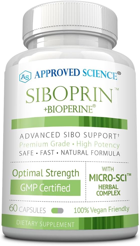 Approved Science Siboprin - 60 Capsules - Support Gut Balance, Soothe Intestinal Irritation, Help with Cramps and Bloating - Caprylic Acid, Barberry, Oregano - Vegan