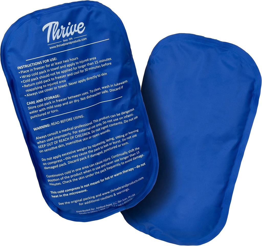 Thrive Ice Packs for Injuries Reuseable - Μεγάλο, σκούρο μπλε, 2 Count - Πακέτα πάγου Gel & Κρύο συμπιεστές για λαιμό, ώμο, γόνατο & πλάτη ανακούφιση πόνου - Ευέλικτη, μακράς διάρκειας θεραπεία