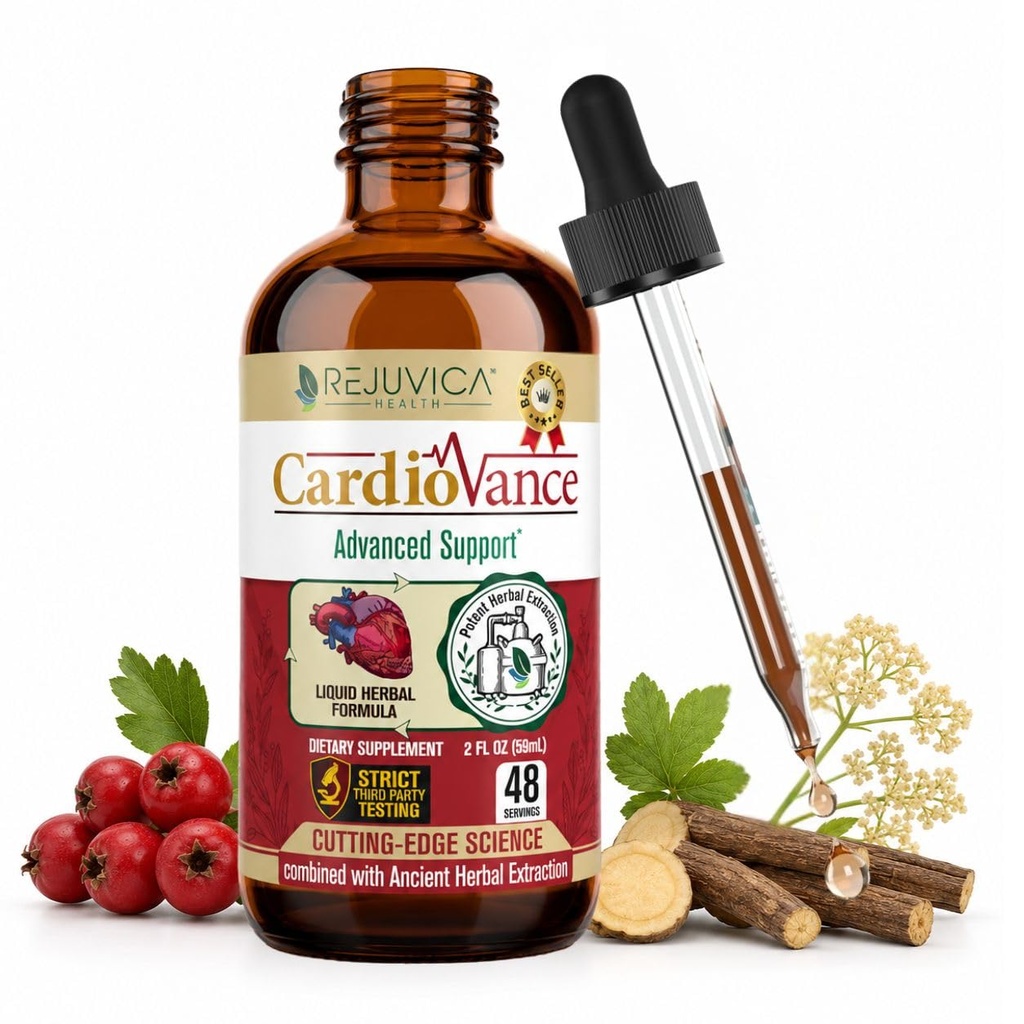 Rejuvica Health CardioVance - Heart Support Supplement - Liquid Delivery for Better Absorption - Hawthorne, Hibiscus, Arjuna, Olive Leaf & More!