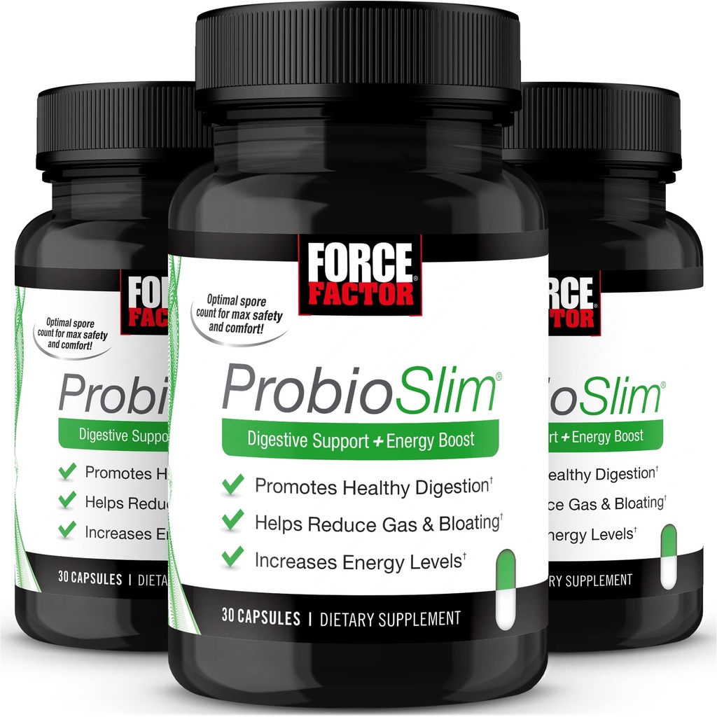 Force Factor ProbioSlim, Probiotic συμπλήρωμα για τις γυναίκες και τους άνδρες με προβιοτικά και εκχύλισμα πράσινου τσαγιού, μείωση αερίου, Bloating, δυσκοιλιότητα, υποστήριξη Digestive υγεία & υγεία κόκκων, 30 Count (Pack of 3)