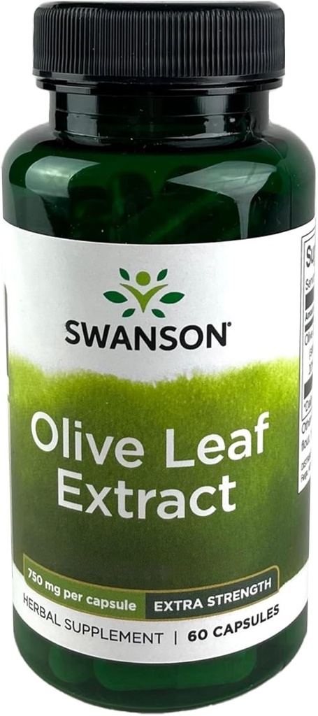 Swanson Olive Leaf Extract Κάψουλες με 20% Oleuropein - Παρέχει Ανοσολογική Υποστήριξη, Προάγει την Καρδιαγγειακό Σύστημα Υγεία, και Υποστηρίζει Υγιεινή Πίεση του Αίματος - (60 Κάψουλες, 750mg Καθένα)