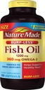 Burp-Less Fish Oil 1200 mg, 200 Softgels, Fish Oil Omega 3 Supplement For Heart Health