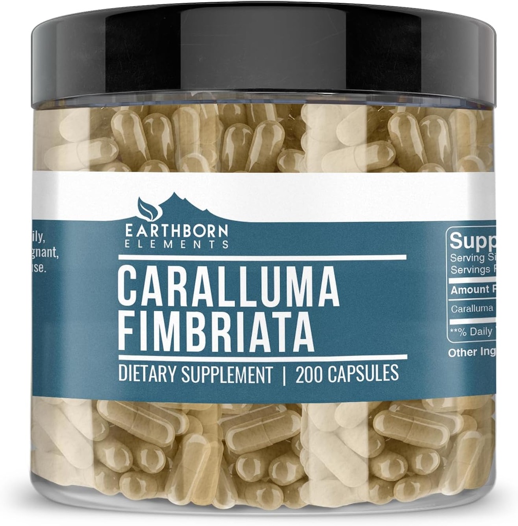 Earthborn Στοιχεία Caralluma Fimbriata 200 Κάψουλες, Καθαρά & Αδιάλυτα, Χωρίς Πρόσθετα