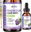 Triple Magnesium Complex Liquid Drops - 1300mg Μαγνήσιο Γλυκινικό, Ταυρικό & Κιτρικό με Ωμέγα3, L-Θεανίνη, Ashwagandha, Κάλιο - Υποστηρίξτε τον ύπνο, Νεύρο, Ανοσοποιητικό, Ενέργεια - Γεύση Σταφυλιού, 2 FL OZ