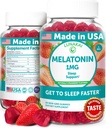 Lunakai USA Made Low Dose Melatonin Gummies 1mg - Απαλή Βοήθεια Ύπνου για Ενήλικες & Παιδιά - Μη ΓΤΟ, Vegan, Χωρίς Γλουτένη - 60 Count