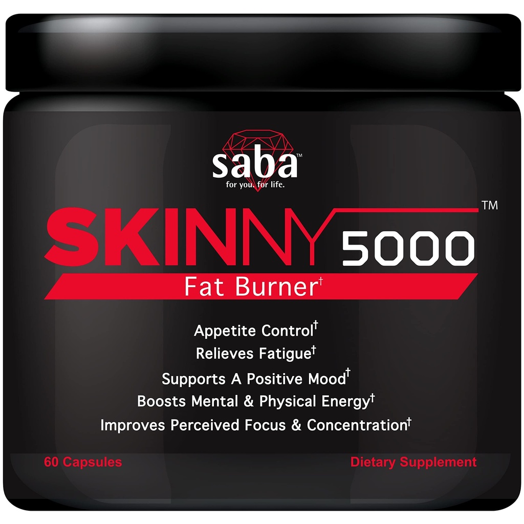 Saba Skinny 5000 -Απώλεια λίπους -Έλεγχος απώλειας βάρους -Mild Jitter-Free Energy- Focus -60 Κάψουλες