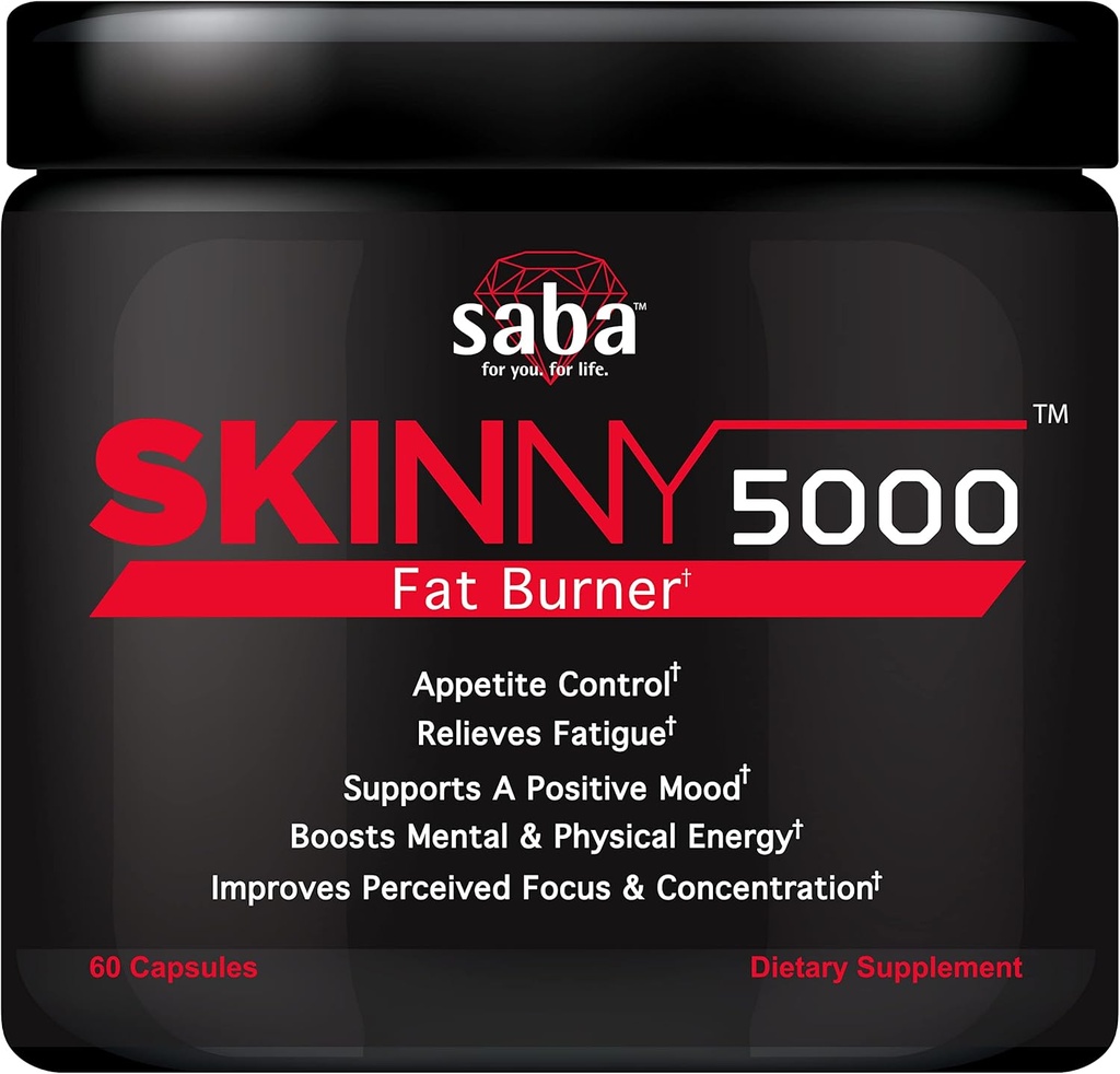 Saba Skinny 5000 -Απώλεια λίπους -Έλεγχος απώλειας βάρους -Mild Jitter-Free Energy- Focus -60 Κάψουλες
