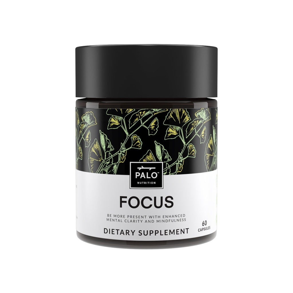 PALO FOCUS Brain Booster Φυσικό συμπλήρωμα Nootropic για Μνήμη, Εστίαση, Μάθηση, Reall, Προσοχή και Γνωστοποίηση - Ginkgo Biloba, Bakopa, Gotu Kola, Ashwagandha, Mucuna 60 κάψουλες