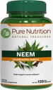Pure Nutrition Neem Capsules 700mg. (Equivalent to 2600mg Neem Leaf Powder and Bark Powder) Non GMO | Once Daily | 120 Days Supply.