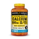 MASON ΦΥΣΙΚΟ Ασβέστιο 500 mg (Oyster Shell) με βιταμίνη D3 για την υποστήριξη της φυσιολογικής λειτουργίας των οστών και των μυών, 250 δισκία
