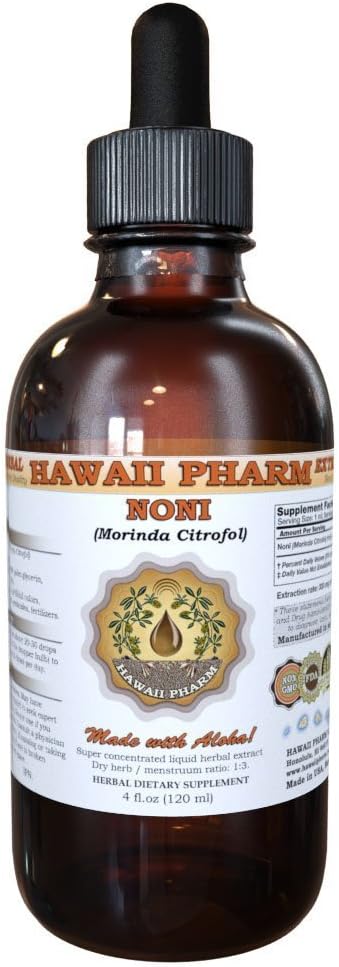 HawaiiPharm Noni (Morinda citrifolia) Liquid Extract, Tincture, Herbal Supplement, Made in USA, 2 fl.oz