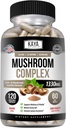 Kaya Naturals Premium Mushroom Complex Poent - συμπλήρωμα μανιταριών - Mushroom Complex Κάψουλες 1995mg ανά υπηρεσία - Βοηθήματα ψυχική σαφήνεια Υποστηρίζει ανοσοποιητικό σύστημα, ευεξία & ζωτικότητα - 120 κόμης