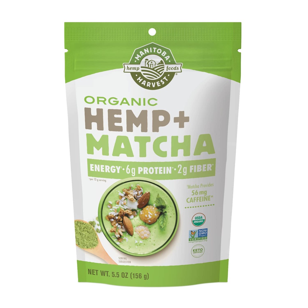 Μανιτόμπα Συγκομιδή Βιολογική κάνναβη & Matcha σκόνη, 5.5 oz, Ενέργεια, 6g πρωτεΐνης, 2g fiber per Serving, Matcha πρωτεϊνική σκόνη, Vegan, μη GMO έργο Επαληθευμένο, 56g καφεΐνη, Συσκευασία Μαΐου Vary