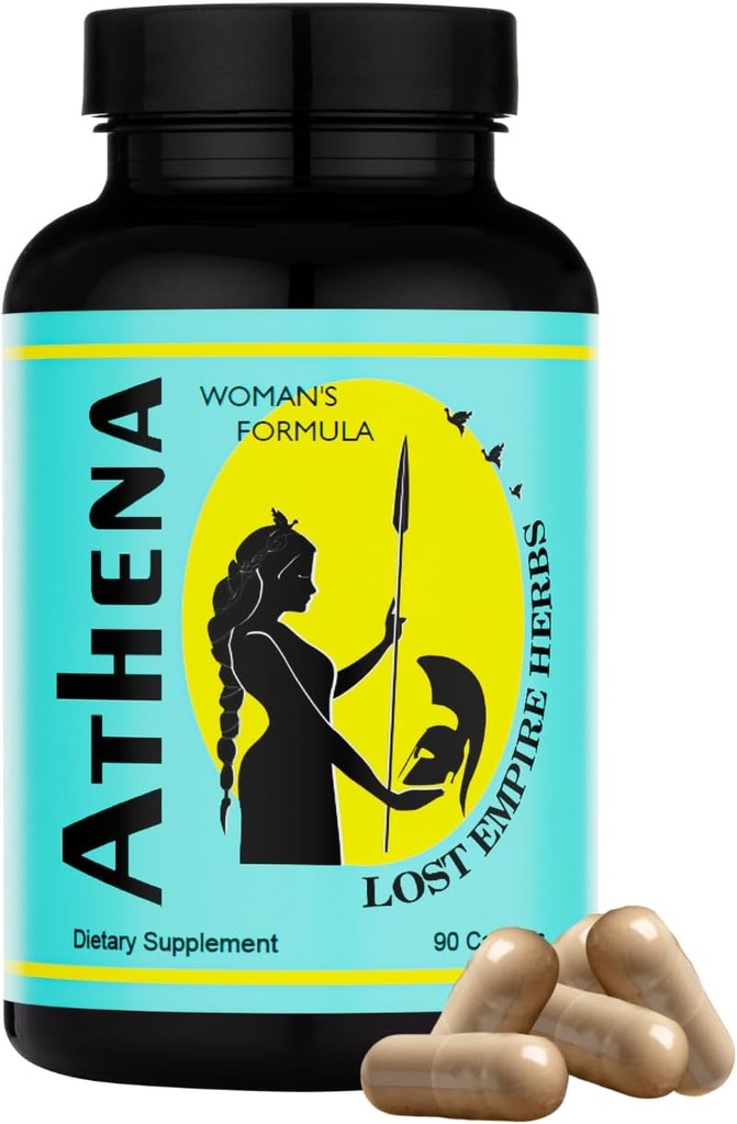 Lost Empire Herbs Athena Woman’s Formula | Dong Quai, Shatavari, Pine Pollen, Schisandra, Goji, Seabuckthorn, Longan Herbal Blend for Women | 90 Count - 30 Day Supply