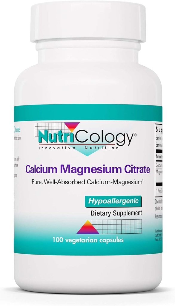 Νουτρικολογία Ασβέστιο Μαγνήσιο Κιτρικό συμπλήρωμα - Υγεία των οστών, με κιτρικό ασβέστιο, καθαρό, καλά απορροφημένο, κάψουλες χορτοφάγων - 100 κόμης