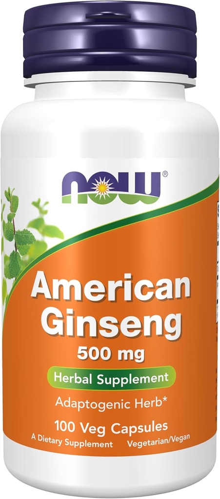 NOW Foods Supplements, American Ginseng (Panax quinquefolius) 500 mg, Herbal Supplement, 100 Veg Capsules