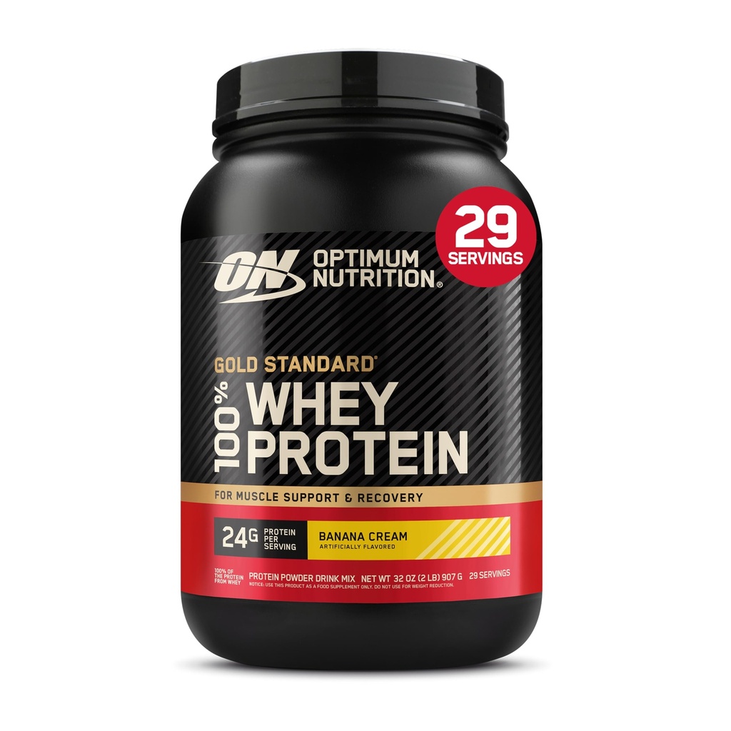 Optimum Nutrition Gold Πρότυπο 100% Whey Protein Powder, Banana Cream, 2 Λίρες (Packaging May Vary)