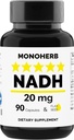 MONOHERB NADH 20 mg - 90 Vegetarian Capsules - Reduced Nicotinamide Adenine Dinucleotide Supplement