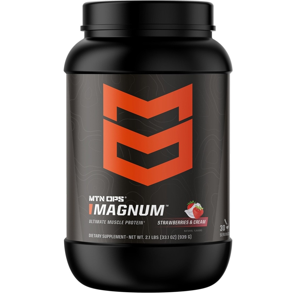 MTN OPS Magnum Πρωτεΐνη φράουλας σε σκόνη, 23g πρωτεΐνης Whey Isolate Protein & Milk Protein με BCAAs, Zero Sugar & Gluten Free, Strawberries & Cream, 30-Serving Tub