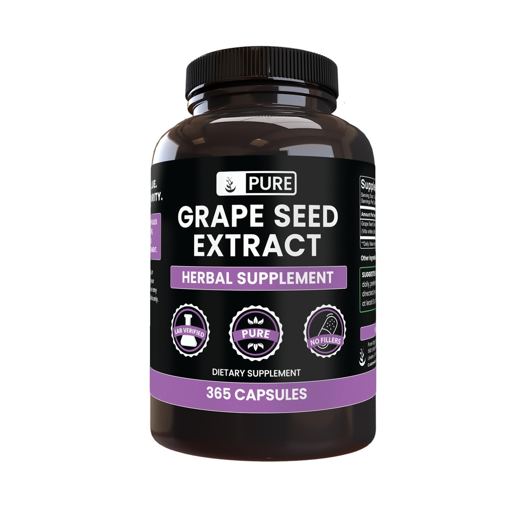 PURE ORIGINAL INGREDIENTS Grape Seed Extract (365 Capsules) No Magnesium Or Rice Fillers, Always Pure, Lab Verified