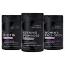 Sports Research Evening Primrose Supplement from Cold Pressed Oil, Vegan Biotin 10.000mcg with Coconut Oil & Women's Probiotics with Prebiotics, 65 δισεκατομμύρια CFU