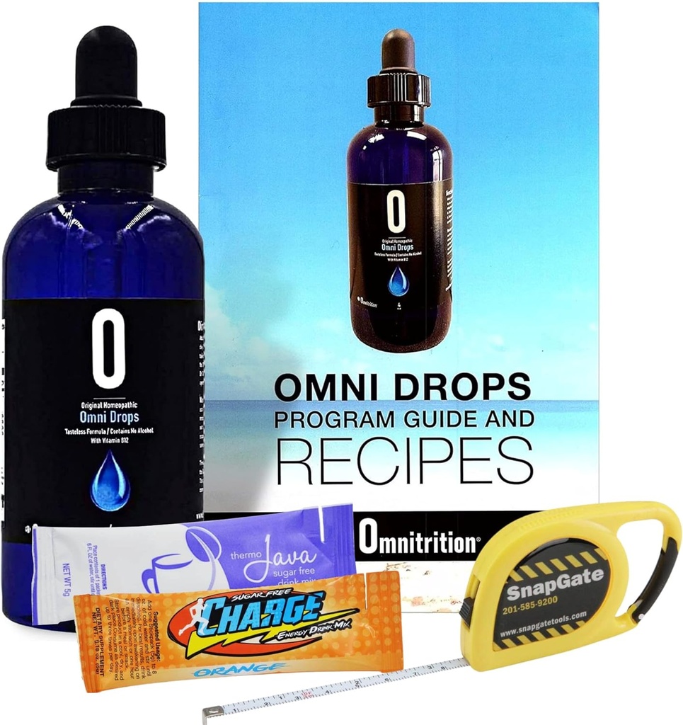 Omni Drop Program , Authentic Omnitrition - Basic Bundle Includes*** 4 oz Bottle Omni Drops with Vitamin B12 Program Guide, Samples and a Snapgate 10 Ft. Carabiner Tape Measure