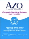 AZO Complete Feminine Balance Daily Probiotics for Women, Clinically Αποδεδειγμένα για να βοηθήσει στην προστασία της κολπικής υγείας, βοηθά στην ισορροπία pH και μαγιά, μη-GMO, 30 Count