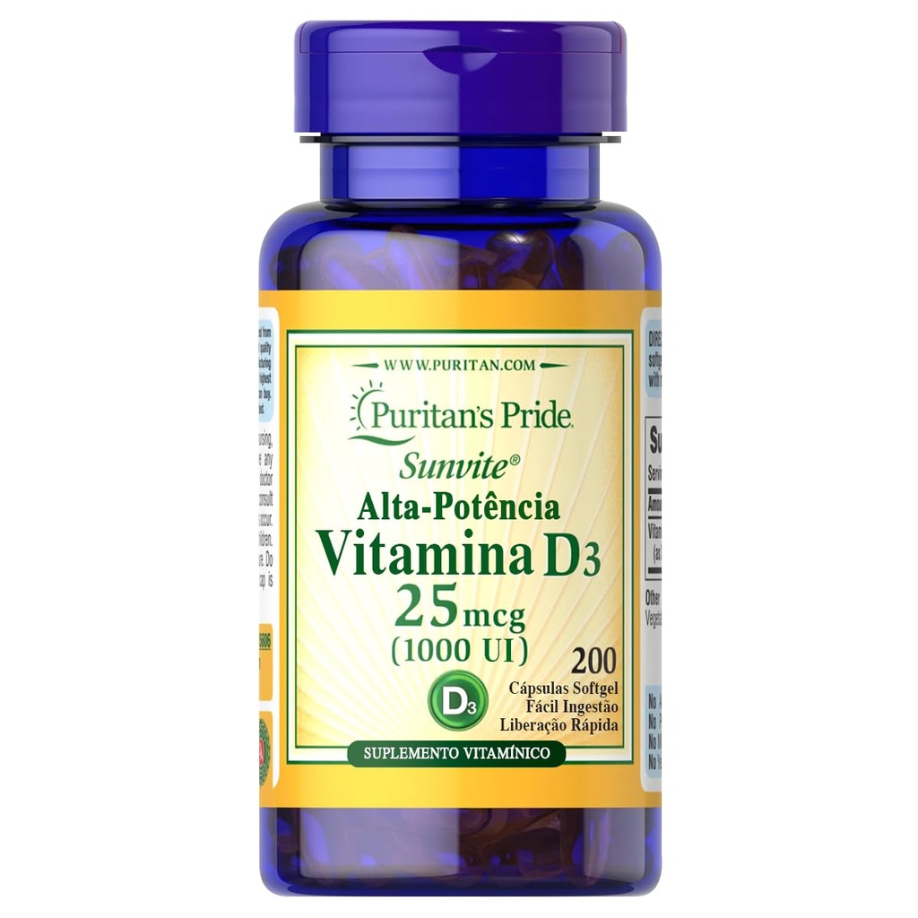 Υψηλής ισχύος Βιταμίνη D3 1000 IU, 200 Softgels