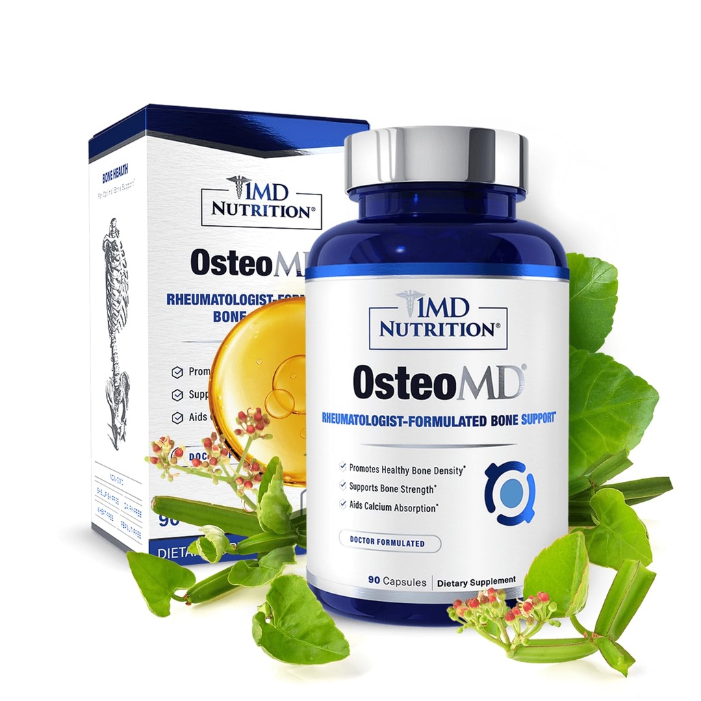 1MD Διατροφή OsteoMD για την ολοκληρωμένη υποστήριξη - Συμπλήρωμα για γυναίκες και άνδρες - Προώθηση της πυκνότητας w/Vitamin D - Υδροξυαπατίτη w/Vitamin D3 & K2-90 Κάψουλες
