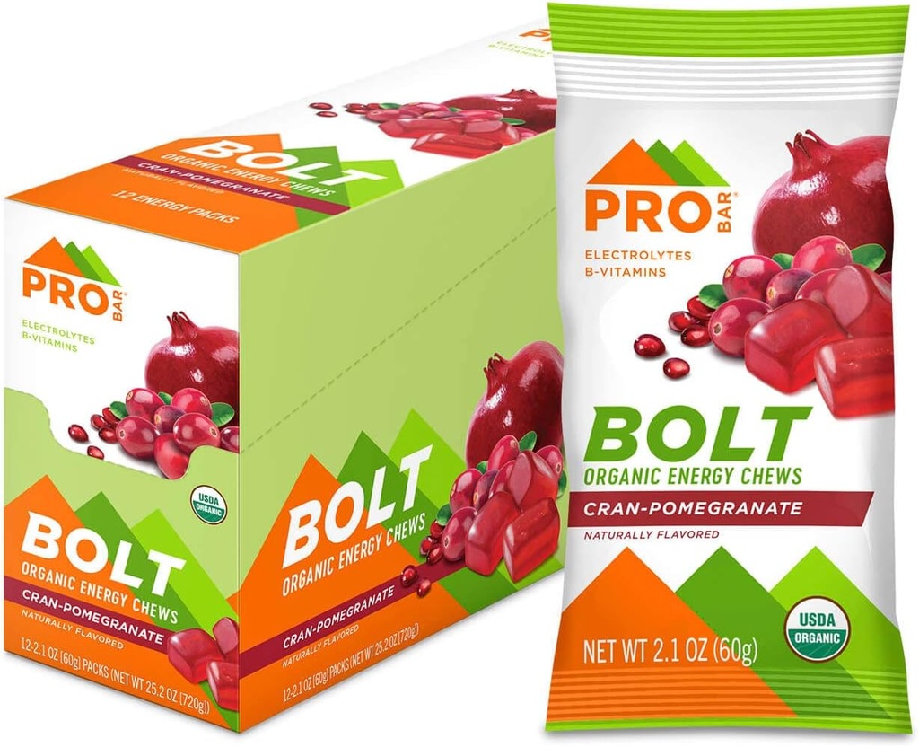 PROBAR - BOLT Μάσα βιολογικής ενέργειας, Ρόδι βατόμουρο, μη ΓΤΟ, Χωρίς γλουτένη, USDA Certified Organic, Healthy, Natural Energy, Fast Fuel Gummies with Vitamins B & C (12 Count)