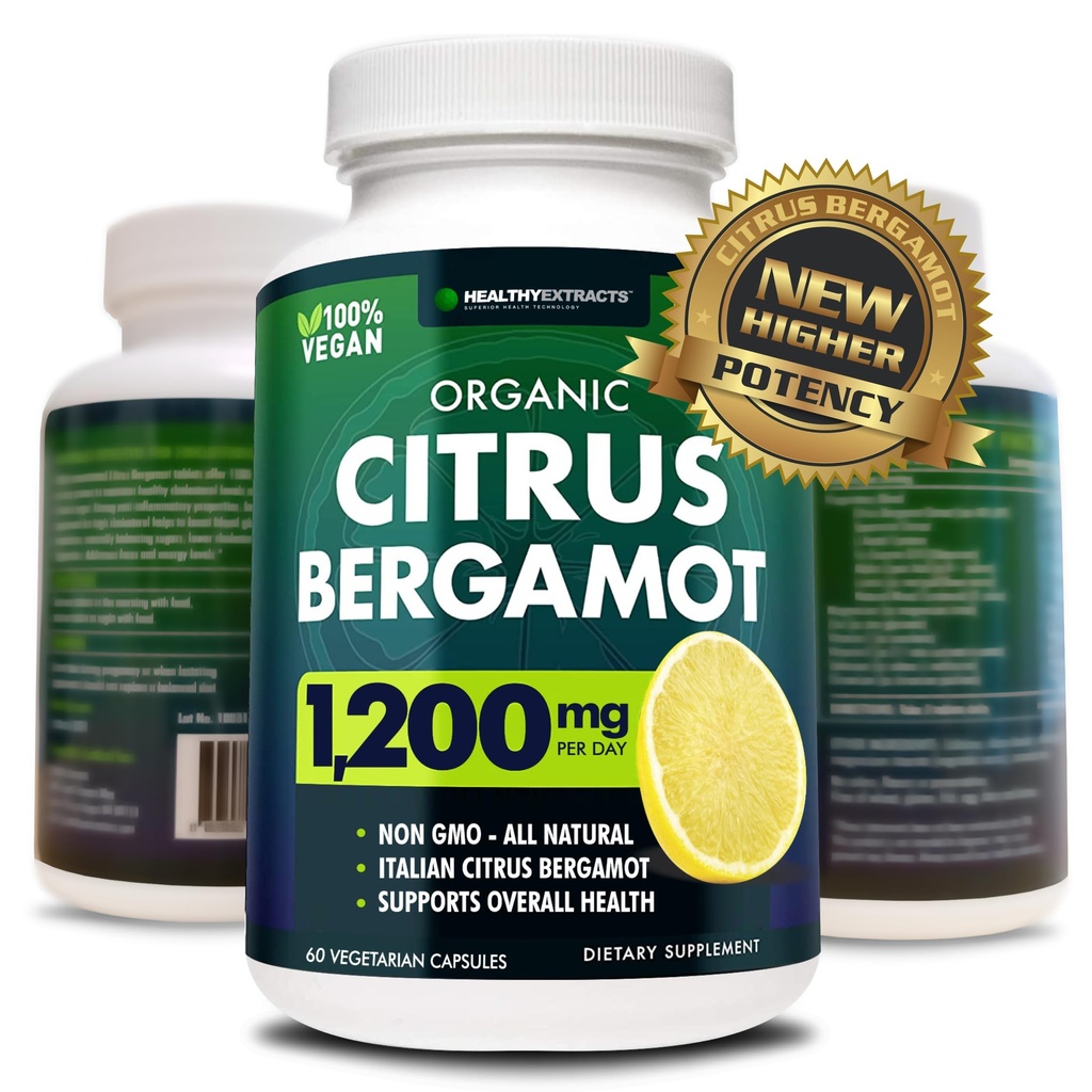 Citrus Bergamot Supplement – 150:1 Extract, 1200mg ανά Σερβίρισμα, 80% Πολυφαινόλες, Συμπλήρωμα για Υψηλή Χοληστερόλη, Ιταλική Πηγή, 60 Count, 1 μήνα προσφοράς, Made in The USA
