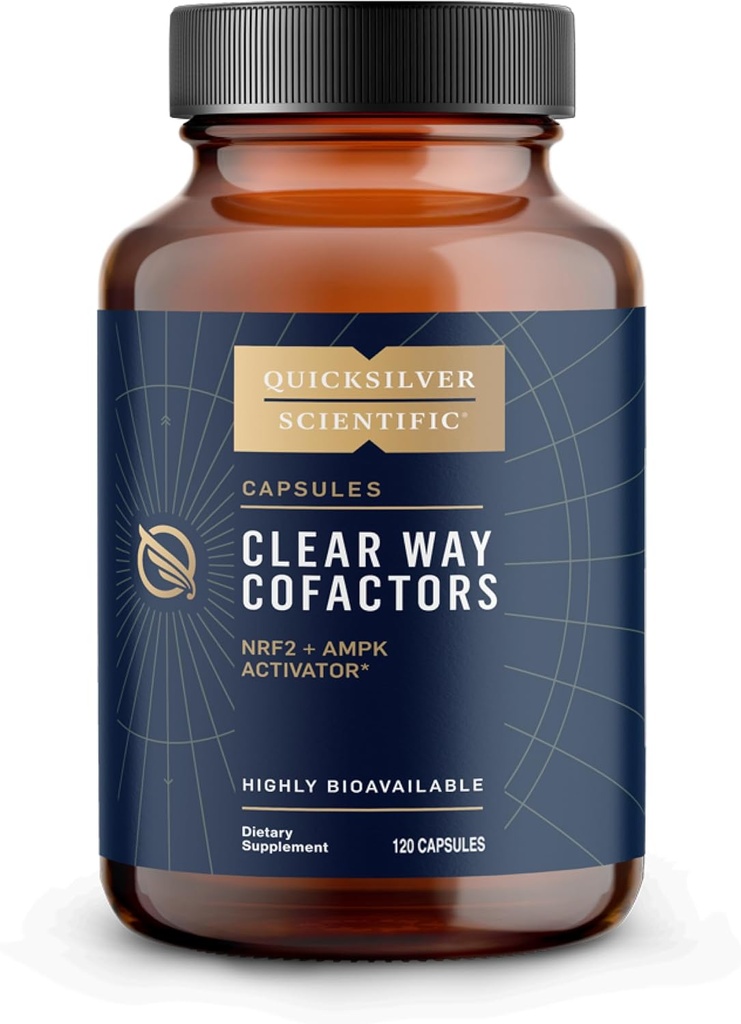 Quicksilver Scientific Clear Way Coparactors - Αποτοξίνωση σώματος Υποστήριξη με βιταμίνη Β1, εκχύλισμα δαντελόνης, Ένζυμο Quercetin & Nattokinase - Antioxidant Cleanse to Support Gut Health (120 Κάψουλες)