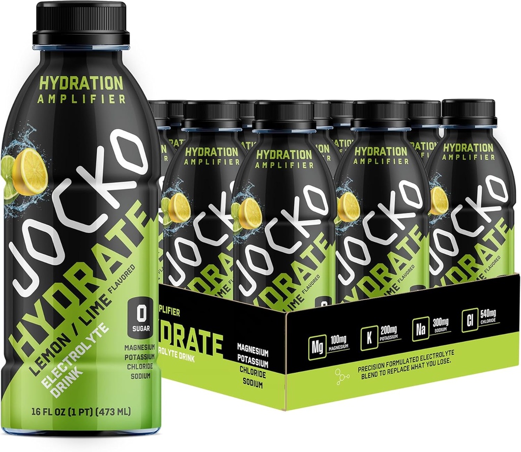 Jocko Fuel Hydrate Electrolyte Ποτά - Sports Drink Hydration Ενισχυτής, Thirst Quencher - Επιστημονικά Formed Electrolyte Blend Lemon-Lime 16 Oz (12 Pack)