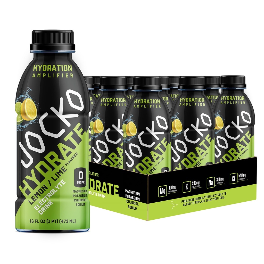 Jocko Fuel Hydrate Electrolyte Ποτά - Sports Drink Hydration Ενισχυτής, Thirst Quencher - Επιστημονικά Formed Electrolyte Blend Lemon-Lime 16 Oz (12 Pack)