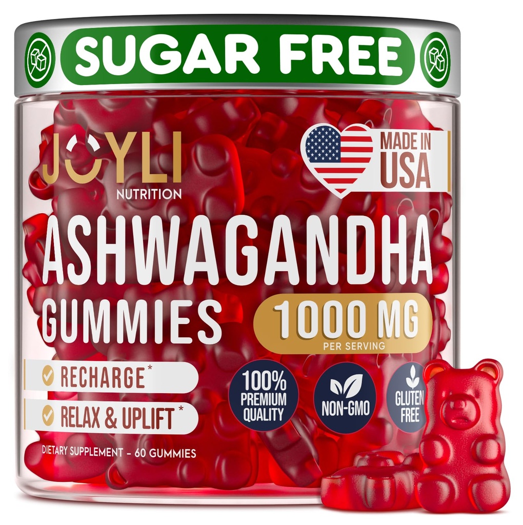 Ashwagandha Gummies for Women & Men - Natural Calm Gummies with Ashwagandha Root Extract Vitamin C Zinc - Ashwagandha συμπλήρωμα βοτάνων για την ισορροπία στρες ύπνου - 60 Vegan Sugar Free Chews