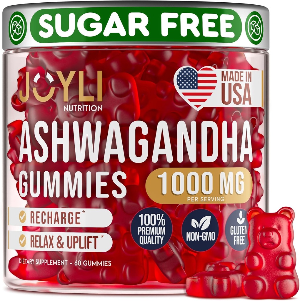 Ashwagandha Gummies for Women & Men - Natural Calm Gummies with Ashwagandha Root Extract Vitamin C Zinc - Ashwagandha Herbal Supplement for Sleep Stress Balance - 60 Vegan Sugar Free Chews