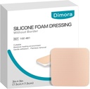 Dimora Σιλικόνη Αφρός Dressing Without Border 10 Pack - 3"x 3" Υψηλή απορροφητικό Κόλλες Αδιάβροχες Επιδέσμες για Τραύματα, Κοφτερά Πακέτα για Τραύματα και Φορέματα