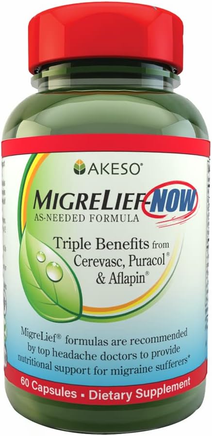 MigreLief-Now Fast-Activeing Formula, όπως χρειάζεται διατροφική υποστήριξη για ημικρανία και πονοκεφάλους - 60 κάψουλες χορτοφάγων
